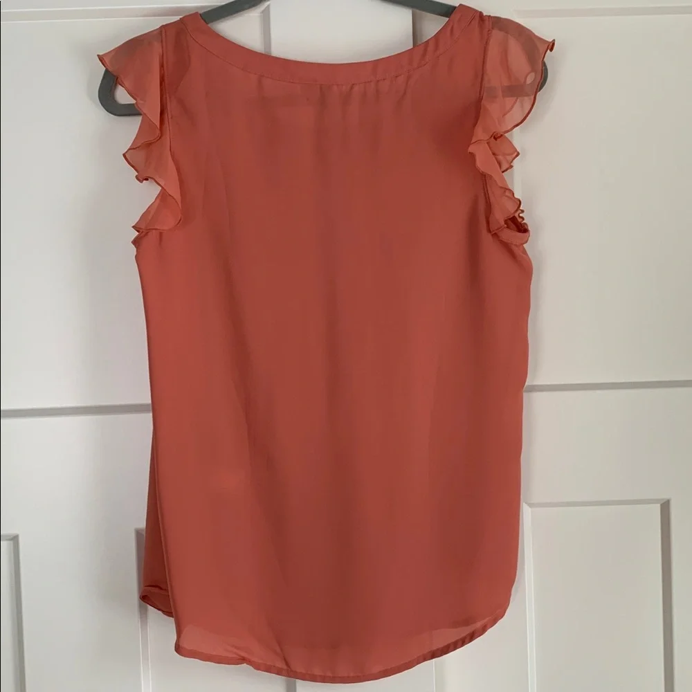 LC Lauren Conrad Coral Blouse with Ruffled Sleeves - Picture 6 of 7